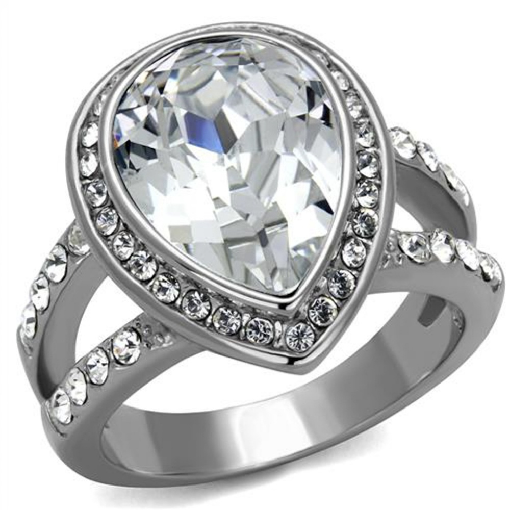 6.34 Ct Crystal Stainless Steel Engagement Ring